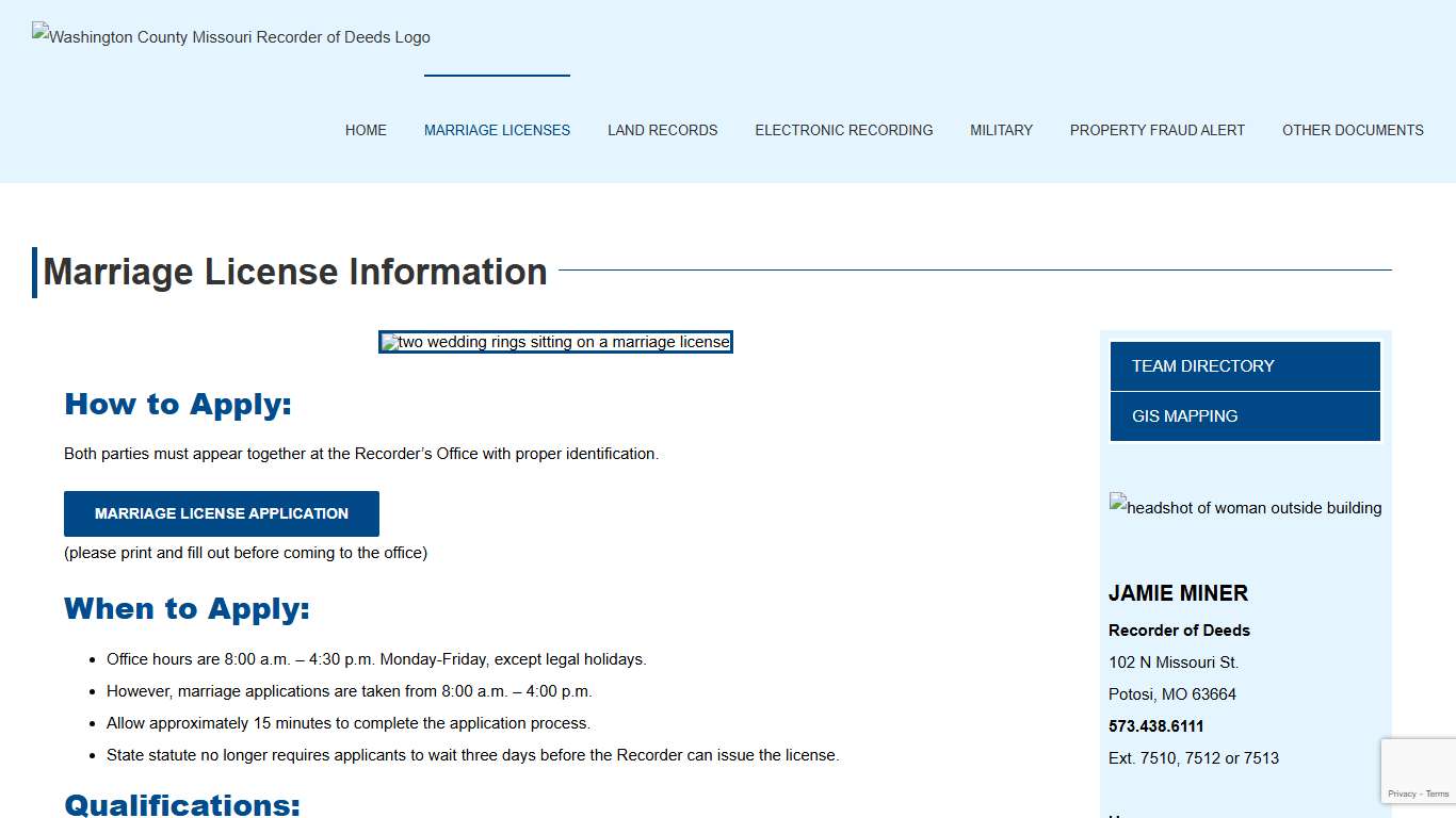 Marriage Licenses - Washington County Missouri Recorder of Deeds