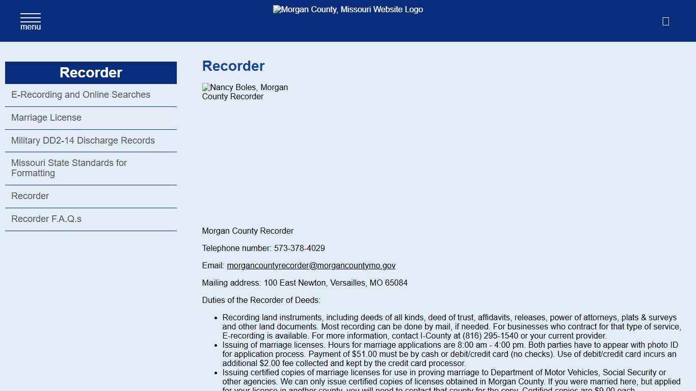 Recorder | Morgan County, Missouri