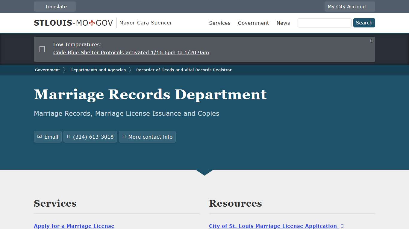 Marriage Records Department