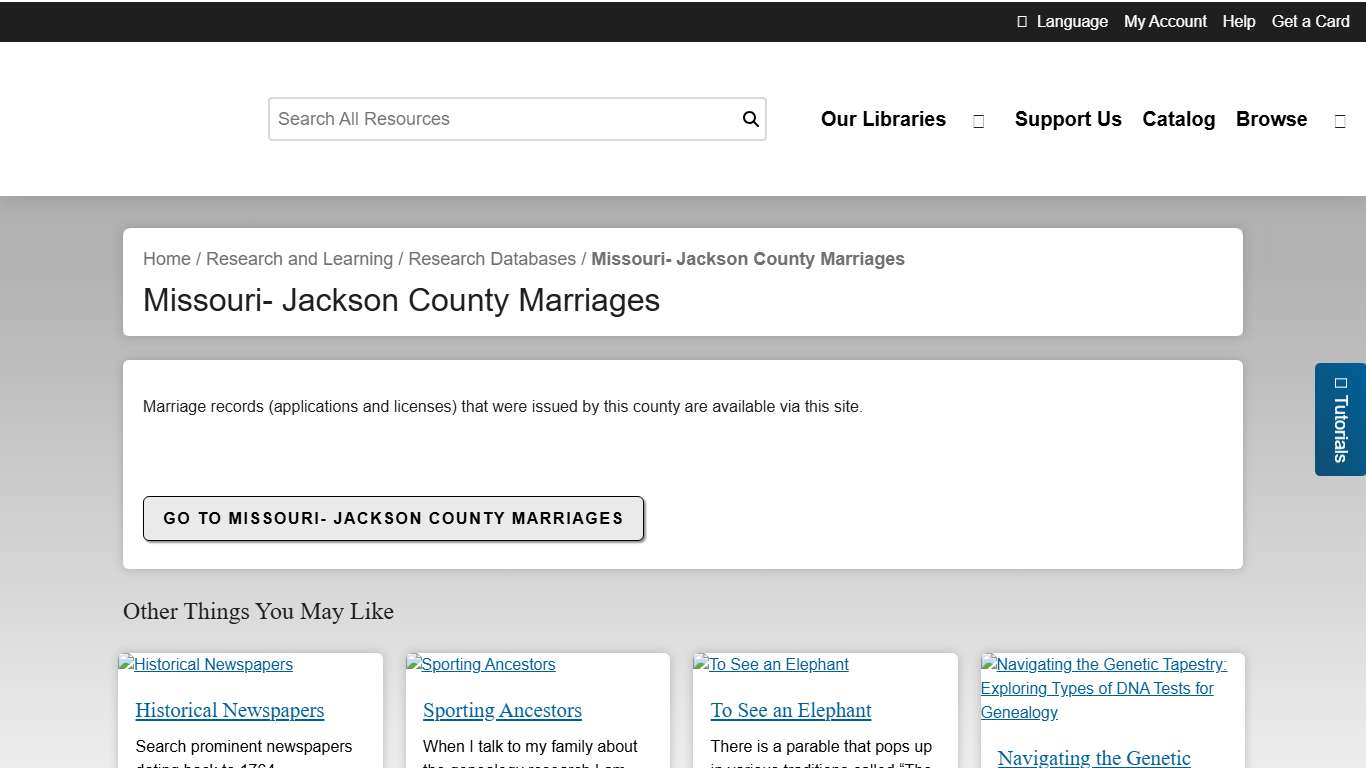 Missouri- Jackson County Marriages | Mid-Continent Public Library